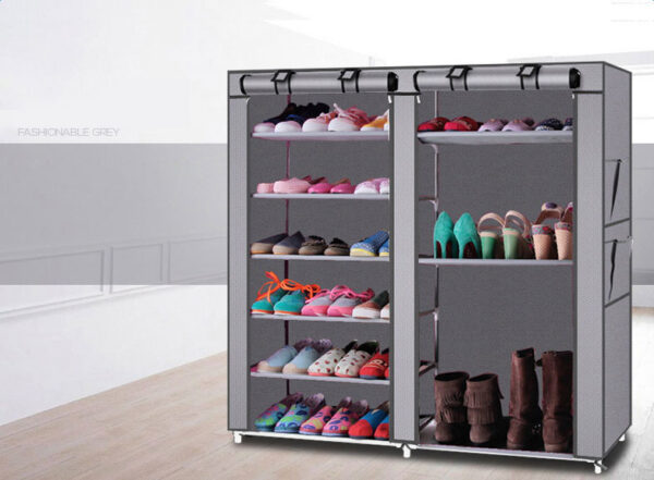 Double Rows 9 Lattices Shoe Cabinet