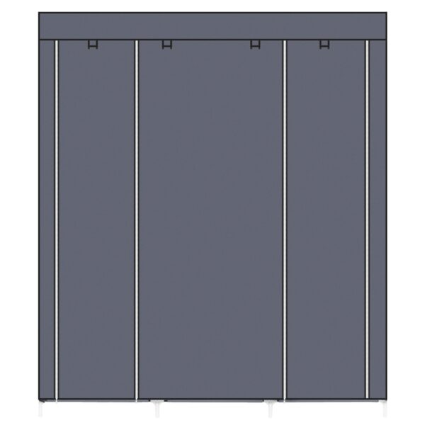 69" Portable Clothes Closet Non-Woven Fabric Wardrobe Double Rod Storage Organizer Gray