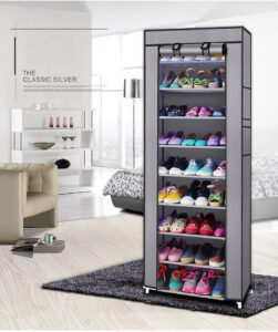 Fashionable Room-saving 9 Lattices Non-woven Fabric Shoe Rack Gray